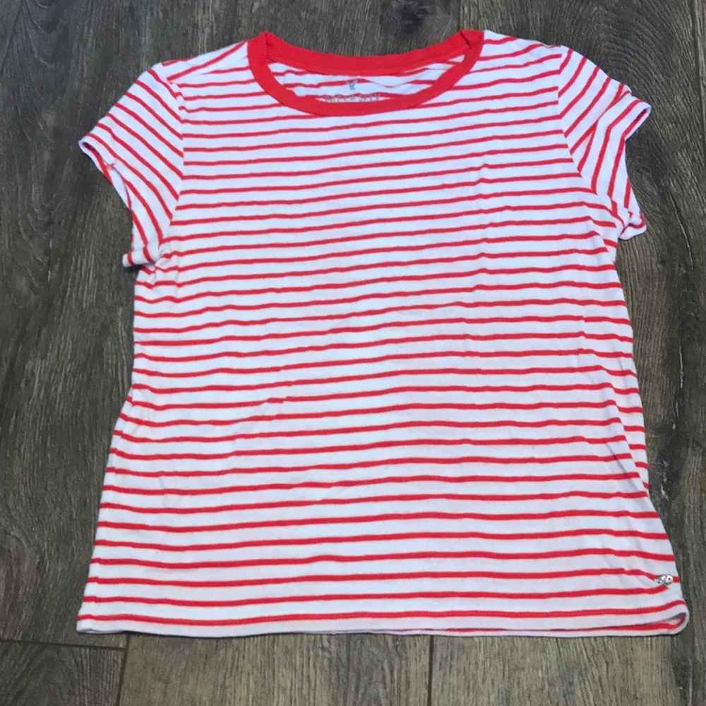 American Eagle red and white striped short sleeve